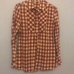 Pleat Detail Plaid Shirt